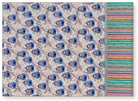 Frost & Fir Adventures burrito pillowcase kit: blue gondola and pine bough body, light blue sparkle flange, rainbow tree stripe cuff